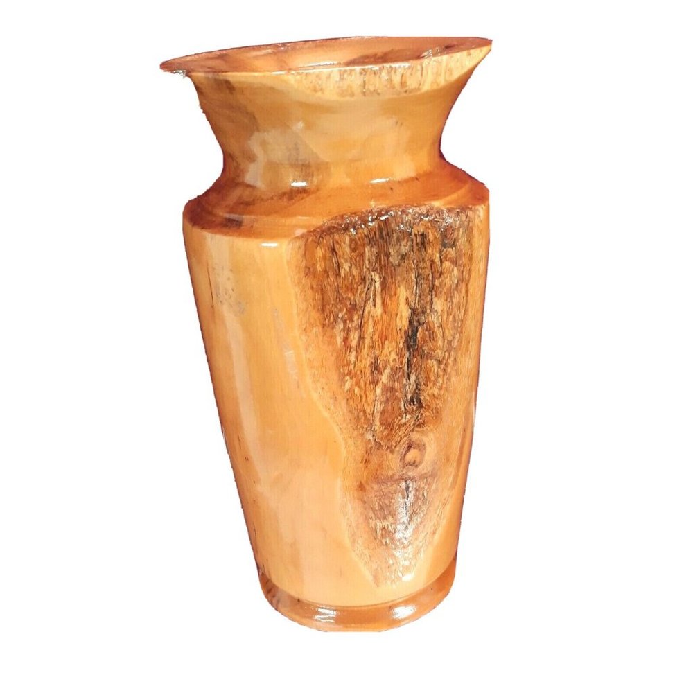 1960s 1970s Raw Edge WOOD VASE Organic Farmhouse Cottage Country